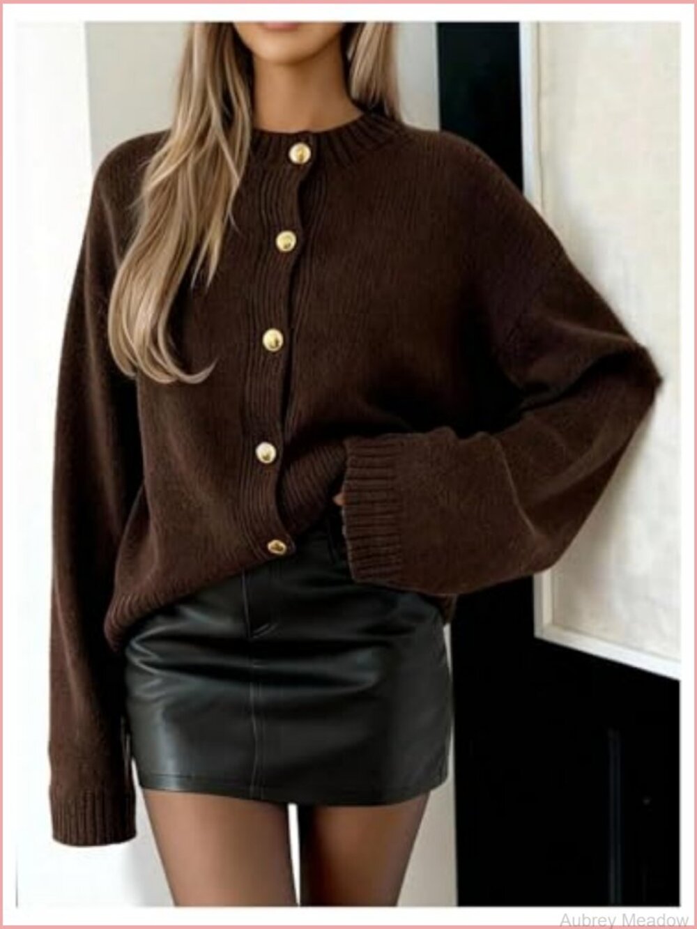 Cozy Knit Cardigan Sweater Streetwear Long Sleeve Crew Neck Loose Fit Solid - Picture 2 of 6